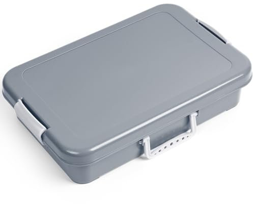 Madzee Bandeja de actividades de plástico con tapa para slime, cuentas, arena y juguetes sensoriales - 15 pulgadas (gris)