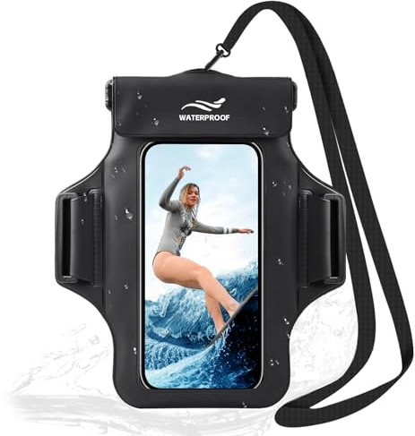 HAISSKY Bolsa Estanca Móvil Universa Brazalete Deportivo 2 en 1,IPX8 Funda Impermeable Bolsa para Móvil Estanca Funda para iPhone 15 14 13 Pro Correr, Gimnasio, natación para teléfonos de 6.8