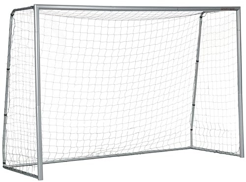 SPORTNOW Porta da Calcio per Giardino 300x120x200 cm con Viti e Picchetti inclusi, Rete da Calcio Grigia in PE e Metallo