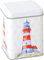 Generisch Coastal Lighthouse Teedose - Nautische Küche Vorratsdose - 100 g quadratisch - Rot, Weiß, Creme - 10 cm