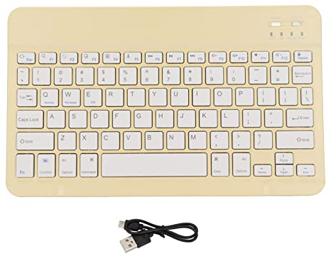 Beufee Tastiera Bluetooth Portatile, Tastiera Wireless con Funzione di Blocco Schermo Piccola Tastiera Bluetooth Mini Tastiera Per Tablet PC Portatile(Giallo)