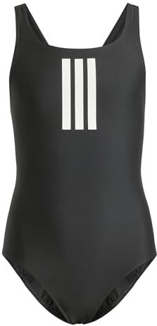 adidas Mädchen 3-Stripes Swimsuit Kids, Black/White, 11-12 Years