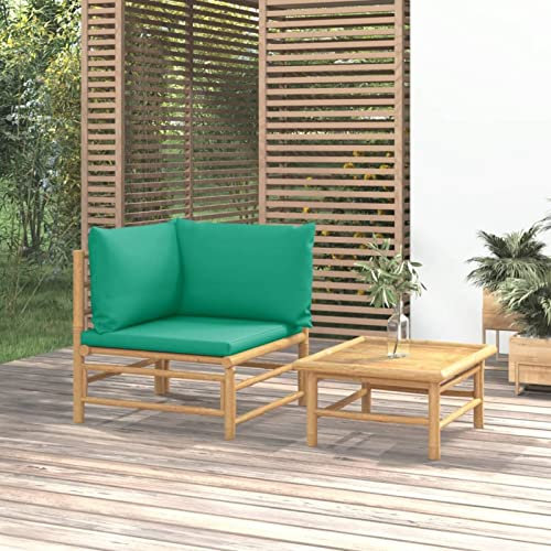 ARKEM Salon de Jardin 2 pcs avec Coussins Vert Bambou,Salon De Jardin Extérieur,Meuble Salon Jardin Exterieur,Meuble Balcon Exterieur90