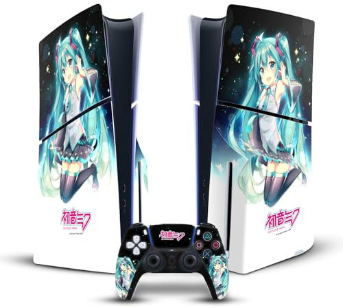 Head Case Designs Offizielle Hatsune Miku Nachthimmel Grafiken Vinyl Haut Gaming Aufkleber Abziehbild kompatibel mit Sony Playstation 5 PS5 Slim/Pro Disc Edition Console & DualSense Controller