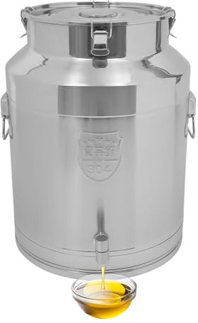 64L Milchkanne mit Hahn, Edelstahl-Milchkanne mit Deckel Milchkännchen Milchtransportbehälter Weinkübel Eimer Flasche Edelstahl-Milcheimer mit versiegeltem Deckel für Getreide Wein Flüssigkeit