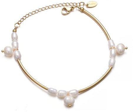 vissen Weißes Perlen Armband Damen Vergoldetes Edelstahl Charm Armband Design Zartes Modeschmuck