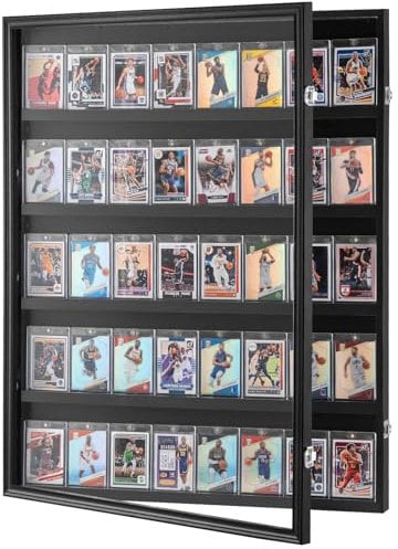 VEVOR Vitrine für Sportkarten in 35 verschiedenen Ausführungen, 617 x 775 x 55 mm, Schaukasten mit 98% UV-Schutz, PC-Glas, abschließbarer Wandschrank für Fußball, Basketball, Hockey Sammelkarten
