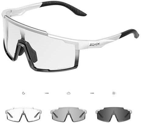 SCVCN Photochromatische Selbsttönend Fahrradbrille für Herren Damen Klar Rennrad Brille MTB Sportbrille Radbrille UV400 Sportsonnenbrille Radsport Radfahren S121