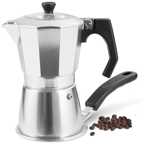 ACTIV CUISINE Cafetière Italienne Aluminium 14 Tasses Adaptateur Induction Disque Plaque 14cm ensemble 2 en 1, La Cafetière Expresso Iconique Moka 700 Ml