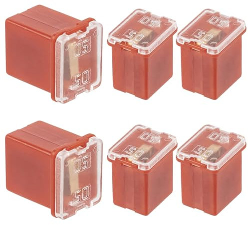 ALLECIN 50A Blocksicherung Niedriges Profil 50Ampere Low Profile Box Shaped Fuse Auto Sicherungen Niedrigprofil Kfz Sicherung für LKW PKW (Packung mit 6 Stück)