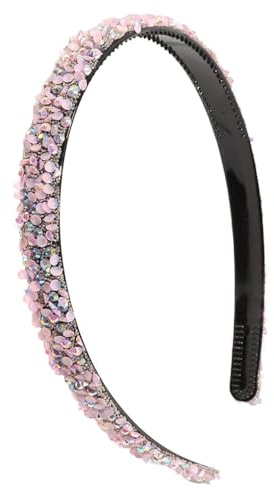 Strass Stirnbänder Glitzer Stirnband Dünnes Haarbänder Kristall Haarschmuck mit Perlen und Pailletten,Elegante Haarreif Hair Bands Kopfbedeckung Beauty Accessory für Damen Frauen Braut,Hellblau