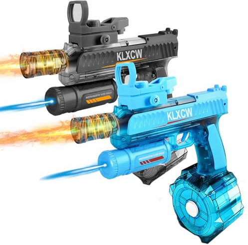 IEEILULU Wasserpistole Elektrisch, Elektrische Wasserpistole mit Licht, Electric Water Gun mit 750ml Großer Inhalt, Ideal für Wasserpistolenschießspiele (Blau-Schwarz)