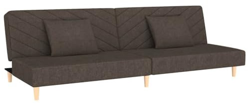 vidaXL Schlafsofa 2-Sitzer mit 2 Kissen Braun Stoff, Tagesbett, Gästebett, Sofa mit Schlaffunktion, Schlafcouch, Sofabett, 2-in-1 Sofa, 2-Sitzer-Sofa