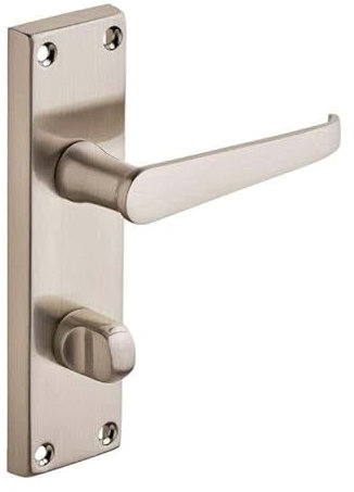 Designer Levers - Victorian Straight Lever Bathroom Door Handle - Satin Nickel - 1 Pair - Bathroom Locking Door Handle - with Thumbturn