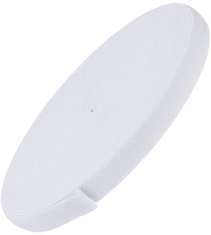 WUSJCOF Goma Elástica de 1CM de Ancho, 10M de Largo, Goma Elástica para Cintura de Pantalones, Cinta Elástica Costura, Cinta Elástica Blanca para Ropa y Manualidades DIY