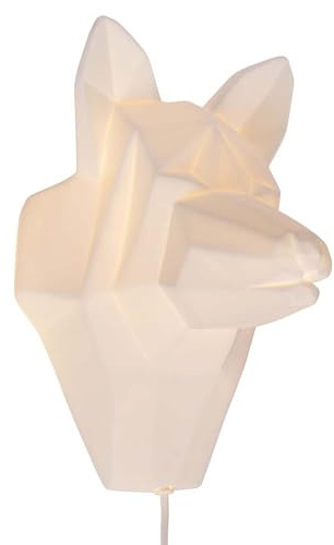 Wandlampe Porzellan Wandleuchte Hund Schlafzimmerlampe Kinderzimmerleuchte weiß, E14 Fassung, LxBxH 22x18x30 cm