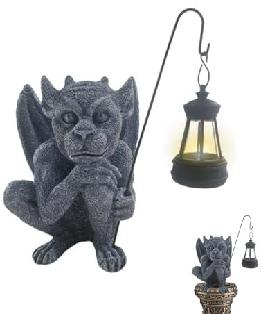 Garden Gargoyle Statue - Winged Gargoyle Statue With Solar Lights | Gothic Sculpture Garden Statues | Solar Powered, Decor Collectible Figurines, Halloween Sculpture