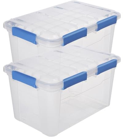 Kreher® Wasserdichte Aufbewahrungsbox mit Deckel und Silikondichtung (IP67). Aus robustem Kunststoff in verschiedenen Größen. Ideal für feuchte Räume, Keller, Garage, Camping uvm. (2, 50 Liter)
