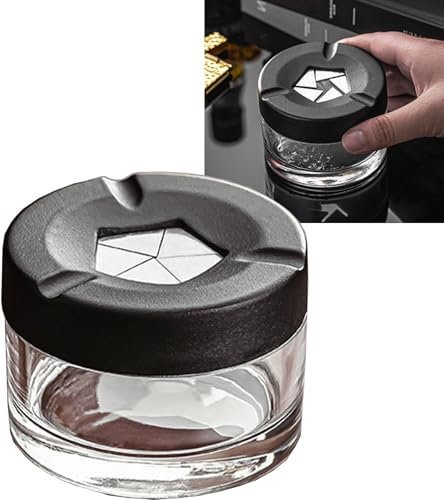 iksya Min Mülleimer Mit Deckel - Glas Tischmülleimer Geruchsdicht für Draußen Balkon Abfallbehälter Küchen für Tabletop Wohnkultur(B)