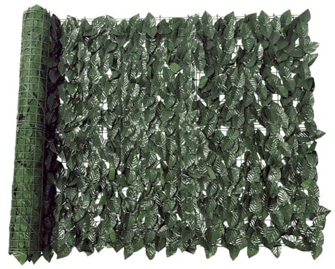 Youyijia Künstliche Efeu Garten Sichtschutz Zaun Sichtschutzgitter Hecken Blättern Paneele Rolle Pflanzenkulisse für Gartenhecken Balkon Außendekoration (Grün, 100x600cm)