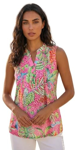 Roman Pintuck Sleeveless Shirt for Women UK Ladies Vest Tank Top Summer Smart Blouse Stretchy Jersey T-Shirt Casual Spring Holiday Party Vacation Notch Neck