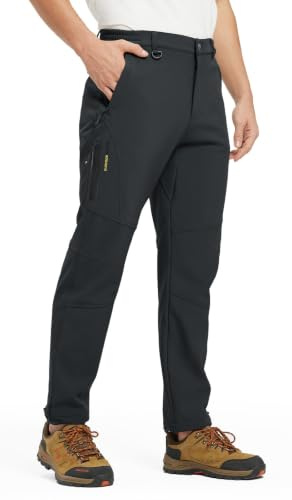 Rdruko Softshellhose Herren Wasserdicht Skihose Wanderhose Thermohose | Winter Snowboardhose Winddicht Schneehose Trekkinghose Outdoorhose Warme Gefüttert mit 4 Taschen für Skifahren Wandern