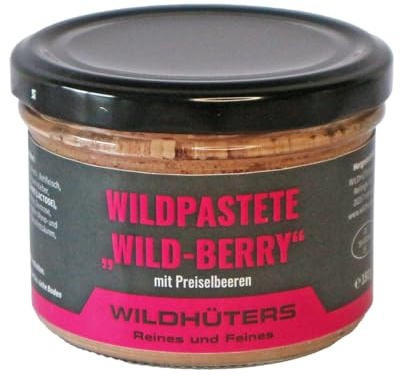 WILDHÜTERS | Wild-Pastete mit Preiselbeeren | Feine Pastete aus Wildschwein Hirsch Reh und Schweineleber, verfeinert mit Speck und Preiselbeeren | 180g