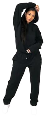 Femme Luxe Women's Tracksuit, Oversized Hoody and Jogger Set, Machine Washable, Available UK Sizes 8-16, Multicolour (UK, Numeric, 12, Regular, Regular, Black)