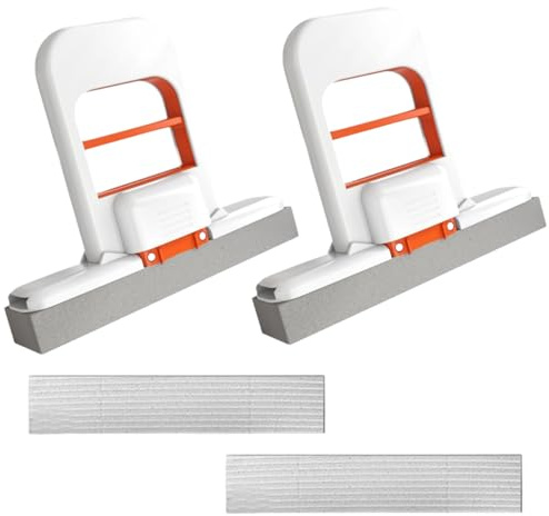 2 Piezas Mini Fregona Plegable de Escritorio, Trapeador Portátil Plegable de Escritorio para Uso Húmedo y Seco, Herramienta de Limpieza Portátil de Esponja Autosuecible para Baño, Cocina, Escritorio