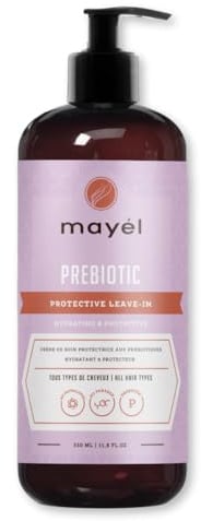 Mayel Crème Sans Rinçage 350 ml – Soin Protecteur et Hydratant aux Prébiotiques – Aloe Vera, Huile d’Argan & Vitamine E – Pour Cheveux Secs, Abîmés ou Indisciplinés – Douceur et Brillance