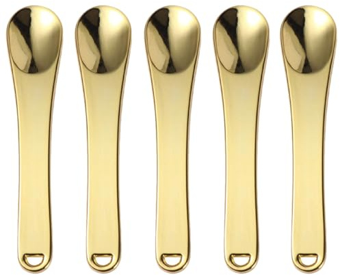 PACKOVE 5pcs Mini Cosmetic Skincare Spatulas Gold Makeup Spoons Eye Cream Spatula Set for Facial Cream and Mask Application