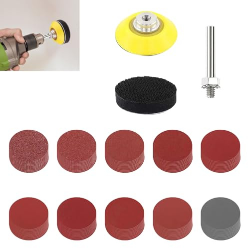 100 Pack Sanding Discs 2 Inch Sanding Pads for Angle Grinder Rotary Tools | Sanding Pads with 1/4 Drill Sanding Attachment Hook and Loop Backing Pad 80 100 180 240 600 800 1000 1200 2000 3000 Grit