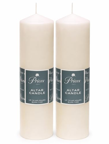 2 Pack Ivory Altar Pillar Candle 250 × 80mm | Long Burning Church & Prayer Candle for Religious Use, Memorials & Home Devotion
