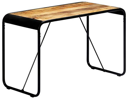 Zeehear Table à manger 118 x 60 x 76 cm, bois massif de mangue, style industriel, pieds en acier robuste, fabriquée à la main, pour salle à manger et cuisine