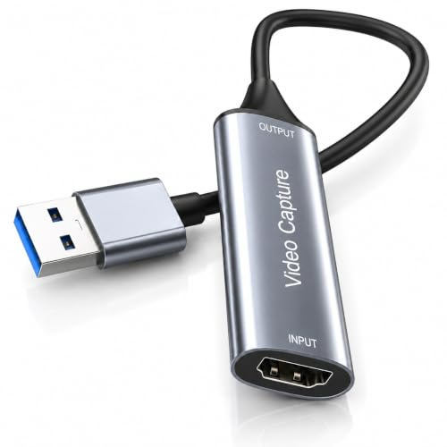 Eltichorix HDMI auf USB Capture Card, 1080P 60FPS Video Grabber, HDMI auf USB Adapter mit UVC/UAC, Plug & Play für Streaming, Gaming, Online-Unterricht an Windows, Mac, Android