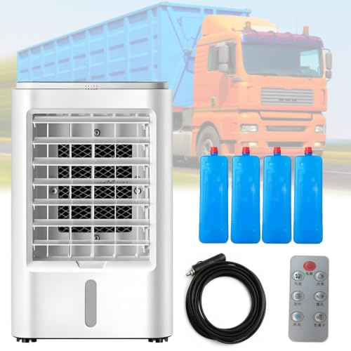 DOZPAL Aire Acondicionado portátil sin Ventana, Unidad 4 en 1 con Control Remoto, Temporizador de 7,5 Horas y depósito de 4 litros; Enfriador de Aire evaporativo 4 en 1 para el hogar, Camiones 12V