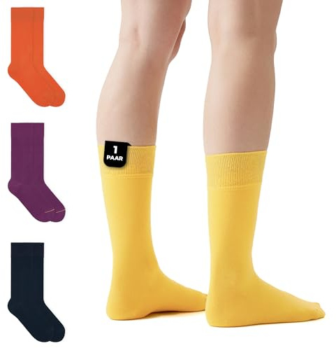 von Jungfeld - 1 Paar Herren Socken aus Bio-Baumwolle - Strumpf Herrensocken Gr. 42-44 gelb