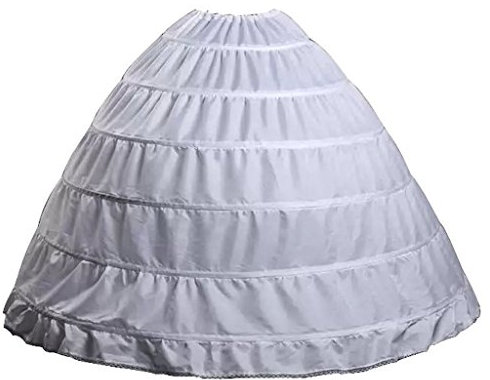 Dearta Quinceanera Petticoat Unterrock, Reifrock, 6 Ringe, Weiß, One Size