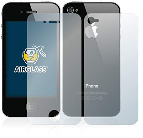 BROTECT Schutzglas für Apple iPhone 4S (Display+Rückseite) Schutzfolie Made in Germany Panzer Folie Glas Displayschutz [ 9H, Anti-Fingerprint]
