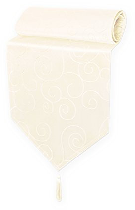 Haus und Deko Tischläufer Damast 30x100 cm Champagner Ornamente Circle, dekorative Tischdecke, Tischband mit Quaste, Moderne Mitteldecke für Wohnzimmer Esszimmer, Gastronomie Tischdecken