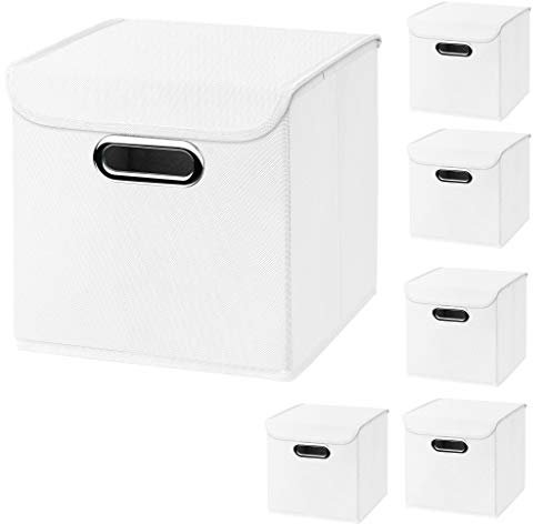 Stick&Shine 6er Set weiß Faltbox 25 x 25 x 25 cm Aufbewahrungsbox faltbar, mit Deckel