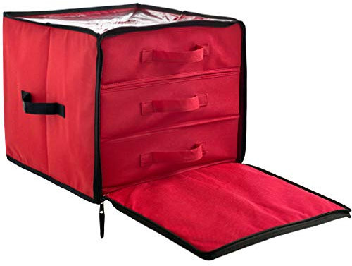 WeRChristmas Christmas Decoration Storage Box, 48 Piece, Metal, Red, 40 x 40 x 33cm