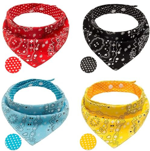 PAWCHIE Hund Bandana für Hunde und Katzen, Baumwolle, 4er Pack, Größe 17*12, Rot (Multicolored), Polyester/100%