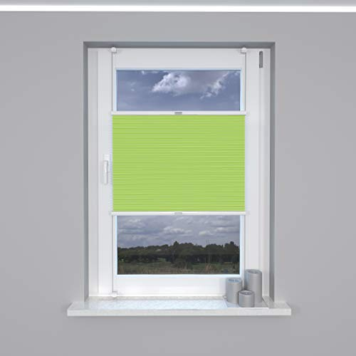 Market-Alley Plissee Klemmfix ohne Bohren Sonnenschutz Plisseerollo Jalousie Lichtdurchlässig und Blickdicht für Fenster & Tür (Grün, 55x210cm, BxH)