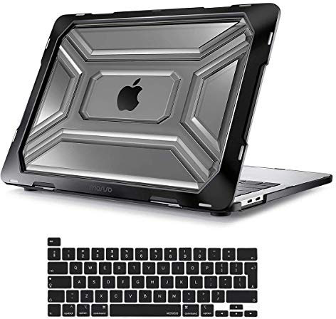 MOSISO Case Compatibile con MacBook PRO 13 Pollici M2 M1 2024-2020 A2338 A2289 A2251 con Touch Bar Touch ID,Heavy Duty Plastica Custodia Rigida con Paraurti in TPU&Cover per Tastiera,Nero