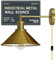 DC VOLTAGE Industrial Indoor Retro Modern Plug in E27 Wall Light with 2m Plug in Cable Cord with Dimmer Switch Bedside Lamp with Dimmer Switch, Indoor Reading Bedside Lamp