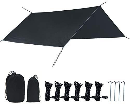 HIOD Camping Zelt Plane Ultraleicht Survival Sun Shelter Shade Markise Pergola Waterproof Beach Im Freien,Black