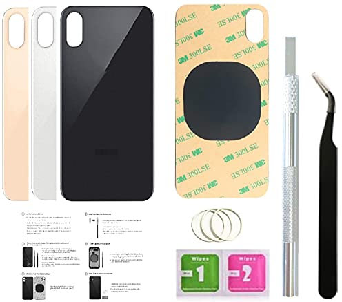 2 Stück Rückglas für iPhone Xs Back Cover Glas (5,8 Zoll) mit vorinstalliertem Klebeband und werkzeugen (Silber/Weiß)