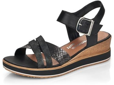 Remonte D6454, Sandalias con cuña Mujer, Grafito Negro Negro 00, 41 EU