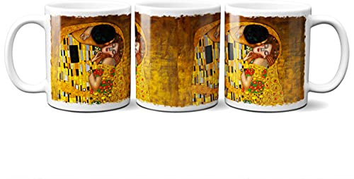 Planetacase Taza Desayuno Gustav Klimt El Beso - Taza para Regalo Ceramica 330 mL